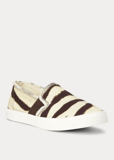 Zapatillas Ralph Lauren Mujer Creme / Cafes - Jinny Zebra Slip-On - IUODY1907